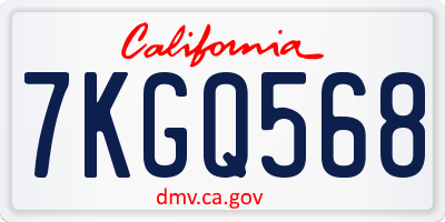CA license plate 7KGQ568