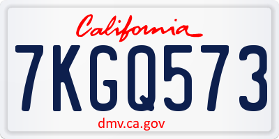 CA license plate 7KGQ573