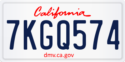 CA license plate 7KGQ574