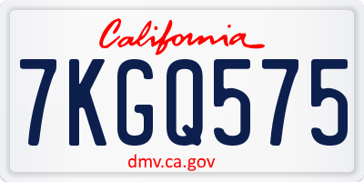CA license plate 7KGQ575