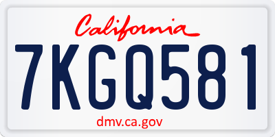 CA license plate 7KGQ581