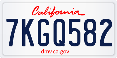 CA license plate 7KGQ582