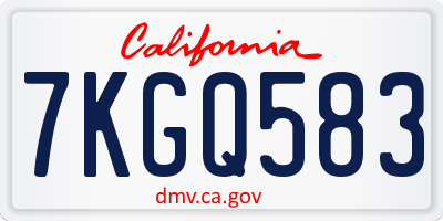 CA license plate 7KGQ583