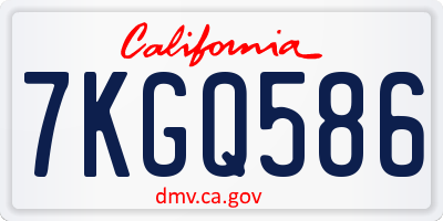 CA license plate 7KGQ586