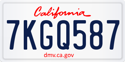 CA license plate 7KGQ587