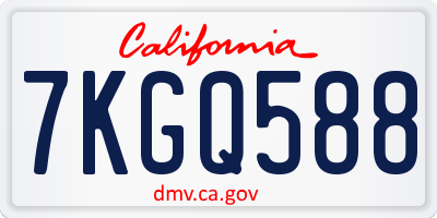 CA license plate 7KGQ588