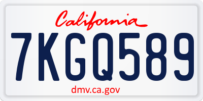 CA license plate 7KGQ589