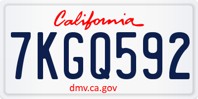 CA license plate 7KGQ592