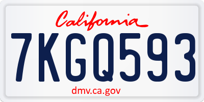 CA license plate 7KGQ593