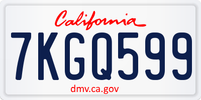 CA license plate 7KGQ599