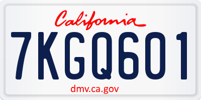 CA license plate 7KGQ601