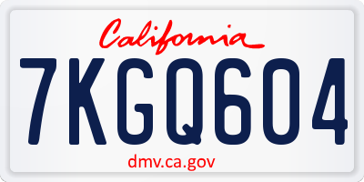 CA license plate 7KGQ604