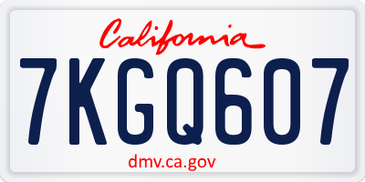 CA license plate 7KGQ607