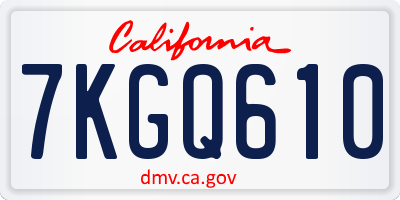 CA license plate 7KGQ610