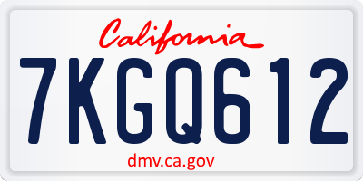CA license plate 7KGQ612