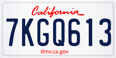 CA license plate 7KGQ613