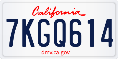 CA license plate 7KGQ614
