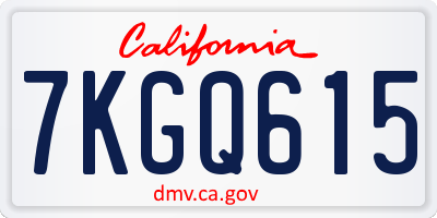 CA license plate 7KGQ615