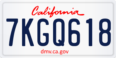 CA license plate 7KGQ618
