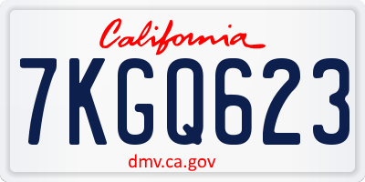 CA license plate 7KGQ623