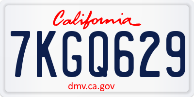 CA license plate 7KGQ629