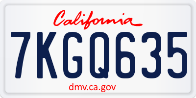 CA license plate 7KGQ635