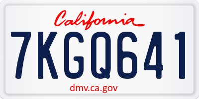 CA license plate 7KGQ641