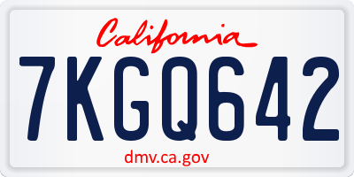 CA license plate 7KGQ642