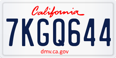 CA license plate 7KGQ644