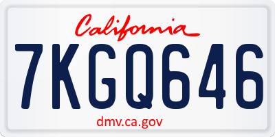 CA license plate 7KGQ646