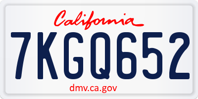 CA license plate 7KGQ652