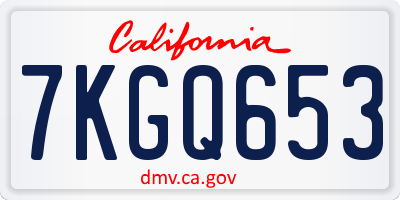 CA license plate 7KGQ653