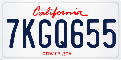 CA license plate 7KGQ655