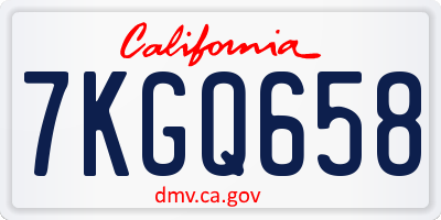 CA license plate 7KGQ658