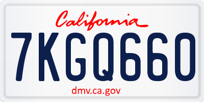 CA license plate 7KGQ660