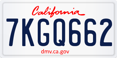 CA license plate 7KGQ662
