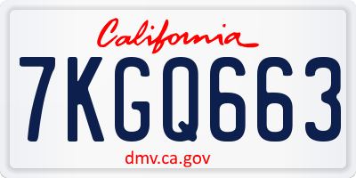CA license plate 7KGQ663