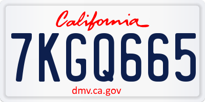 CA license plate 7KGQ665