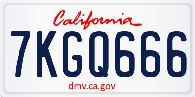 CA license plate 7KGQ666