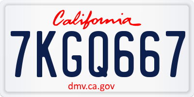 CA license plate 7KGQ667