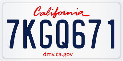 CA license plate 7KGQ671