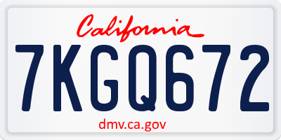 CA license plate 7KGQ672