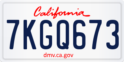 CA license plate 7KGQ673