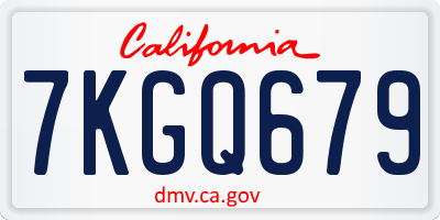 CA license plate 7KGQ679