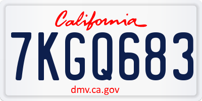 CA license plate 7KGQ683
