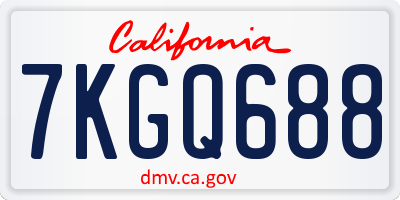 CA license plate 7KGQ688
