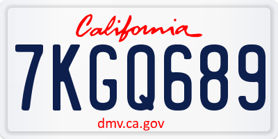 CA license plate 7KGQ689