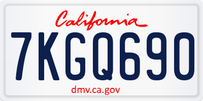 CA license plate 7KGQ690