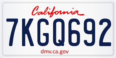 CA license plate 7KGQ692