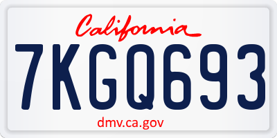 CA license plate 7KGQ693